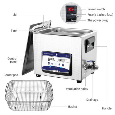 2.85 Gallon Ultrasonic Cleaning Mchine Untuk Menghapus Titik Pengelasan Dengan Daya Pemanasan 200w untuk Menghapus Resin