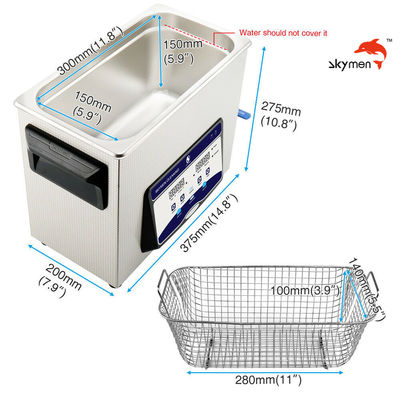 Skymen Ultrasonic Cleaner Untuk Peralatan Gigi Dengan Basket 200W Heater 1,72 Gallon