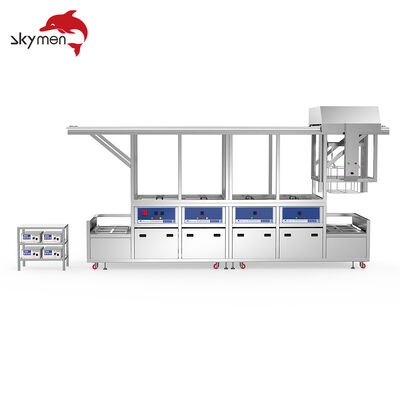 Mesin Pembersih Ultrasonik Multi-Tank Semi-Otomatis dengan Sistem Pengangkatan & Transfer Bermotor